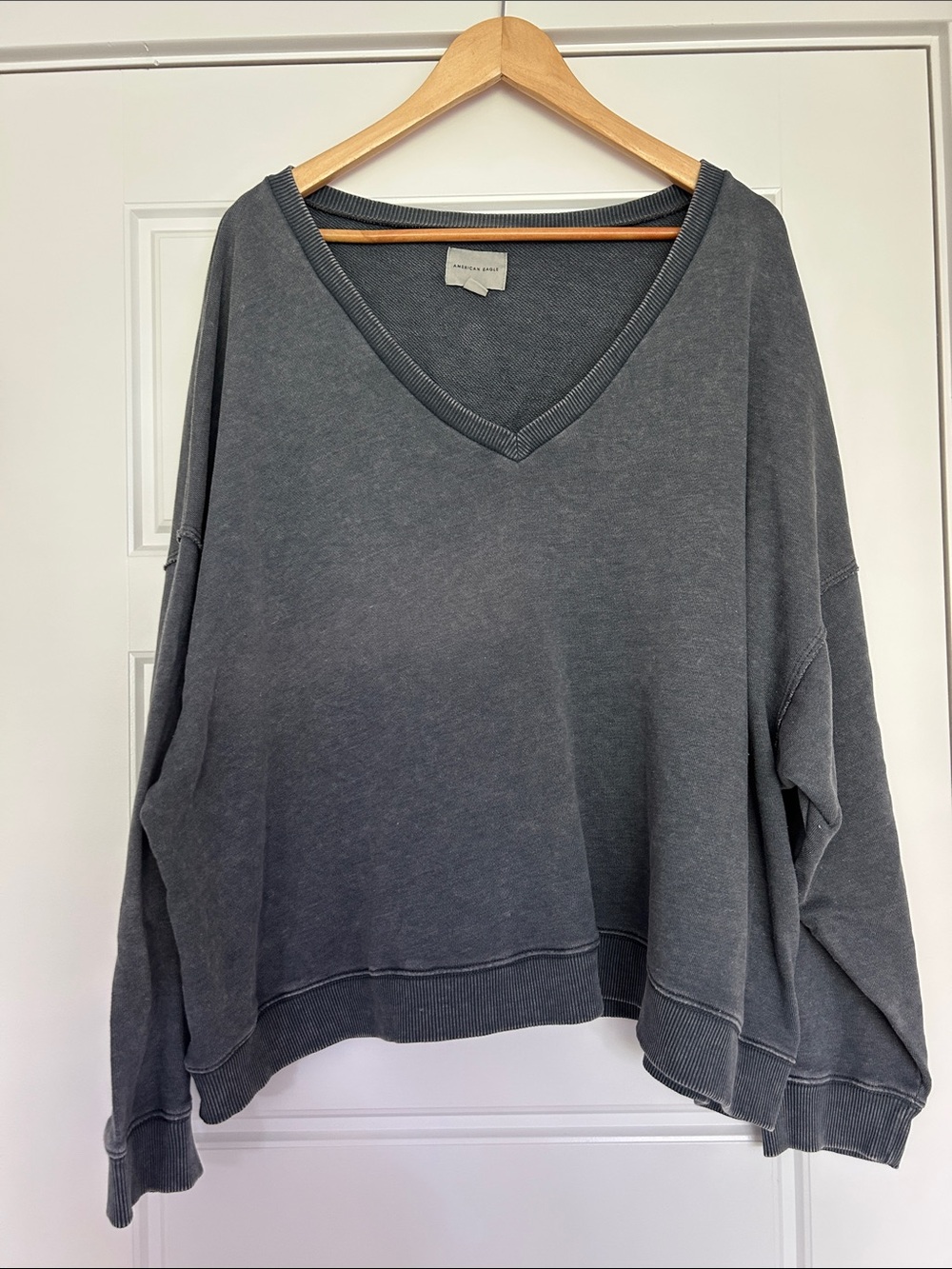 American Eagle Outfitters Charcoal Gray V-Neck Sweatshirt